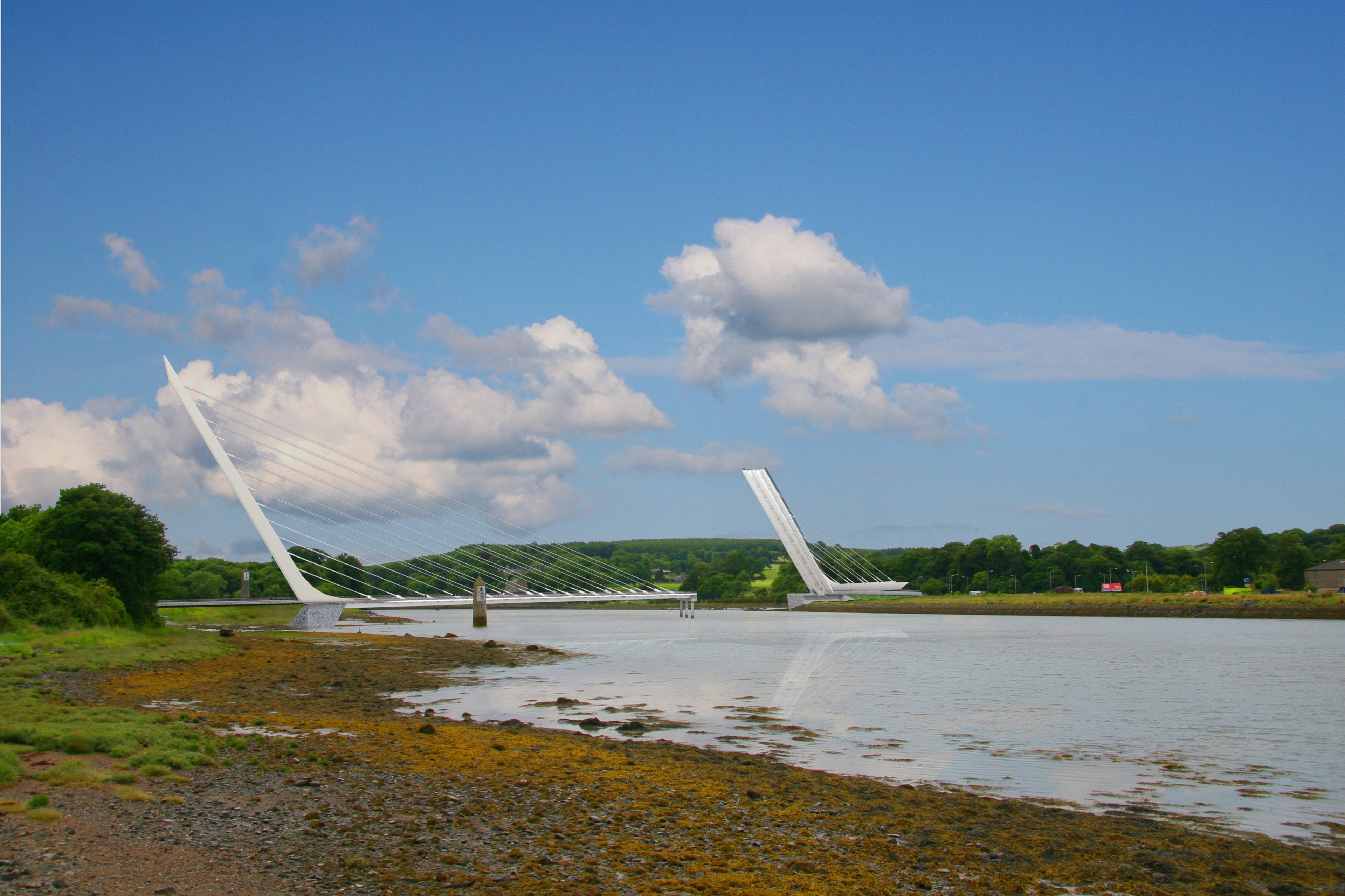 Narrow water bridge open